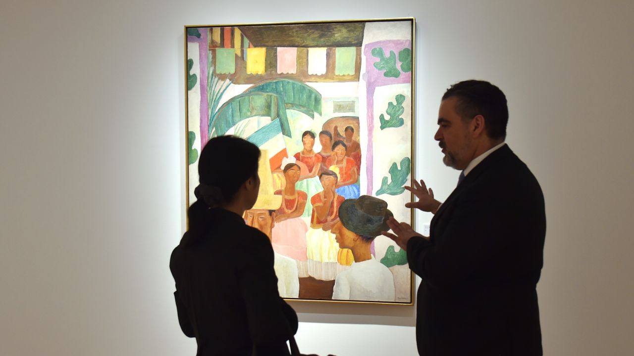 "The Rivals" by Diego Rivera is seen during a Christie's preview presenting the collection of Peggy and David Rockefeller, in New York on April 27, 2018.