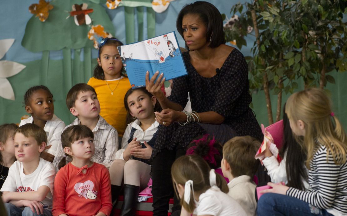 Philip Nel is the author of "Was the Cat in the Hat Black?: The Hidden Racism of Children's Literature, and the Need for Diverse Books." Pictured here, Michelle Obama reads "Cat in the Hat" to a group of children. 