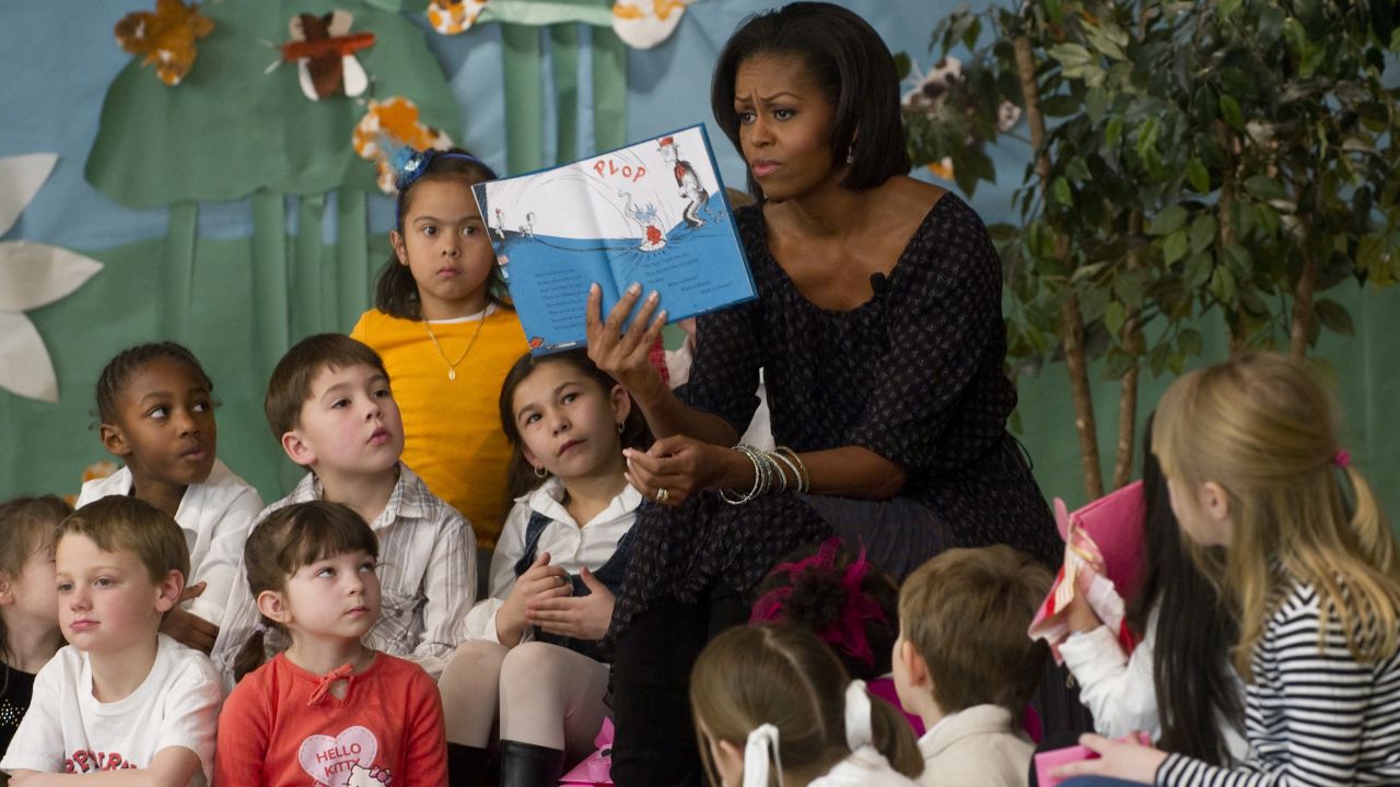 Philip Nel is the author of "Was the Cat in the Hat Black?: The Hidden Racism of Children's Literature, and the Need for Diverse Books." Pictured here, Michelle Obama reads "Cat in the Hat" to a group of children. 