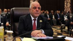 DEAD SEA, JORDAN- MARCH 29: Iraqi prime minister Haidar Al-Abadi attends during the Arab League summit in the Jordanian Dead Sea resort of Sweymah, Jordan, March 29, 2017. Arab leaders are set to meet in Jordan for their annual summit with no expected breakthrough on resolving conflicts or 'terrorism' in the region. ( Photo by Jordan Pix/ Getty Images)