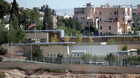 A partial view taken on April 30, 2018 shows the US consulate situated in the no man's land between West and East Jerusalem, which will be used as a temporary new US Embassy starting from May 14, 2018, where US Ambassador in Israel David Friedman will move to and work from with his team.