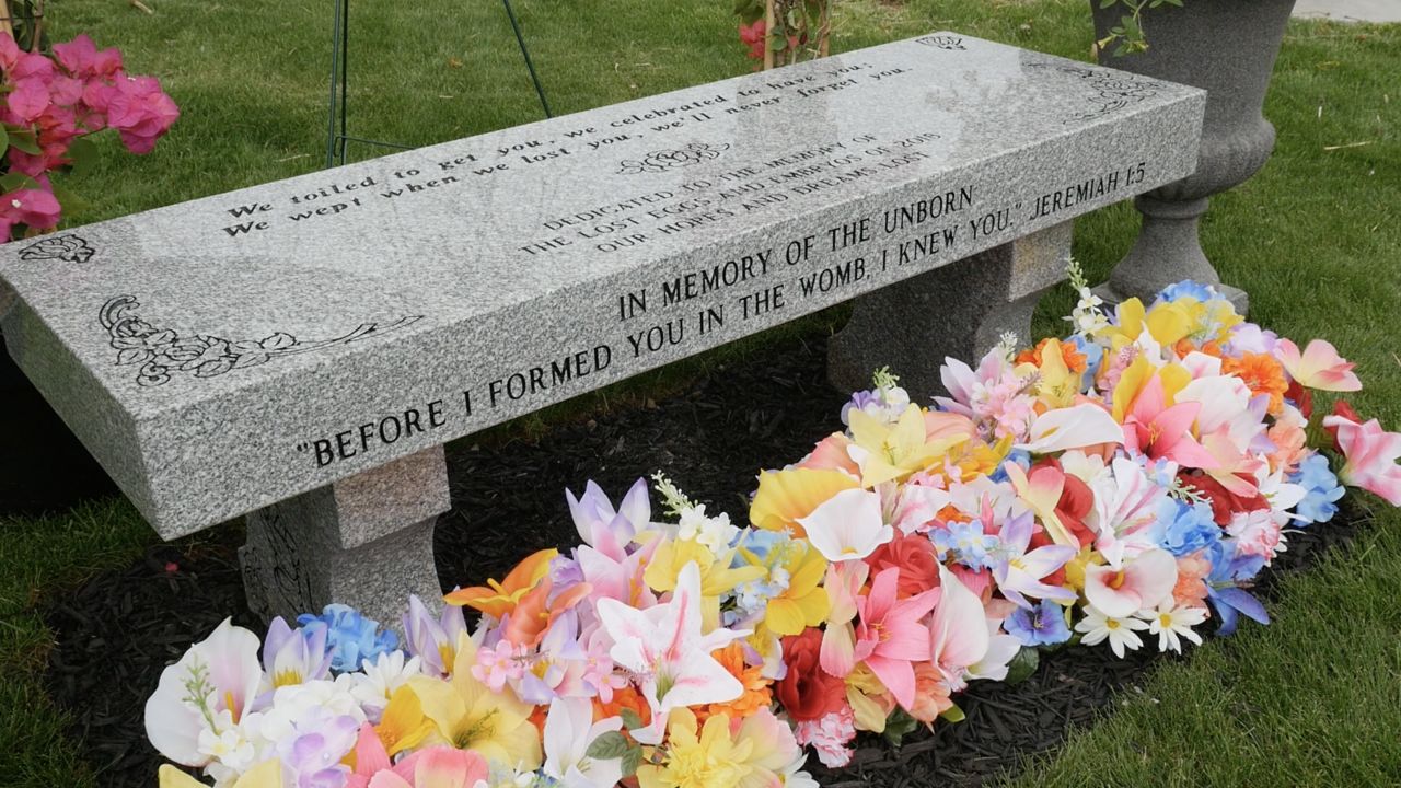 A bench was "dedicated to the memory of the lost eggs and embryos of 2018" at the Woodvale Union Cemetery.