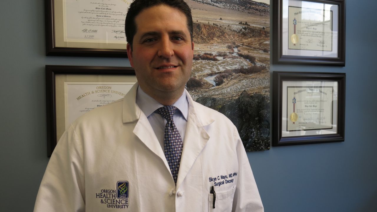 Dr. Skye Mayo, a surgical oncologist at Oregon Health & Science University, has treated Erika Zak since 2015.