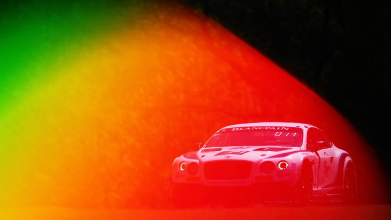 The Team Parker Racing Bentley of Joshua Caygill and Aron Taylor Smith drives during the Blancpain GT Series Sprint Cup at Brands Hatch on Sunday, May 6, in Longfield, England.