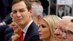 Israel's Prime Minister Benjamin Netanyahu (2nd L), his wife Sara Netanyahu (L), Senior White House Advisor Jared Kushner (C), US President's daughter Ivanka Trump (C-R), US Treasury Secretary Steve Mnuchin (R) and US ambassador to Israel David Friedman (2nd R) attend the opening of the US embassy in Jerusalem on May 14, 2018.