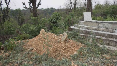 The unmarked grave of the eight-year-old Muslim girl in Kathua district of India's Jammu and Kashmir state.  