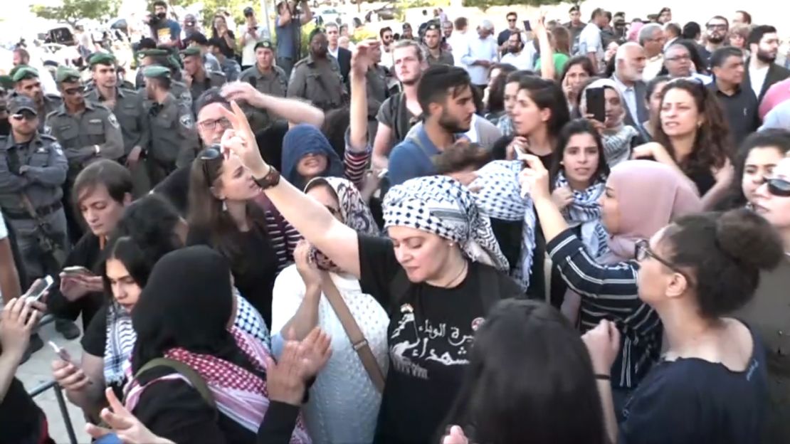 Protests in Jerusalem on Monday against the US Embassy move. 