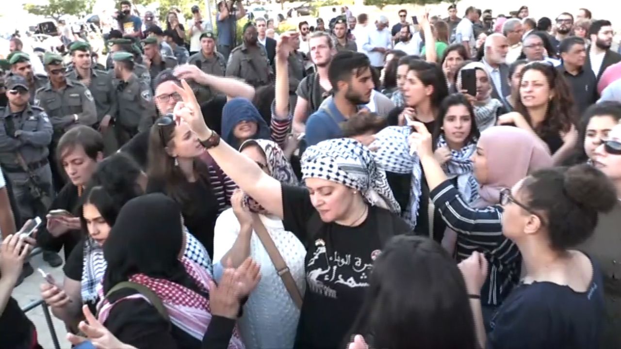 Protests in Jerusalem on Monday against the US Embassy move. 