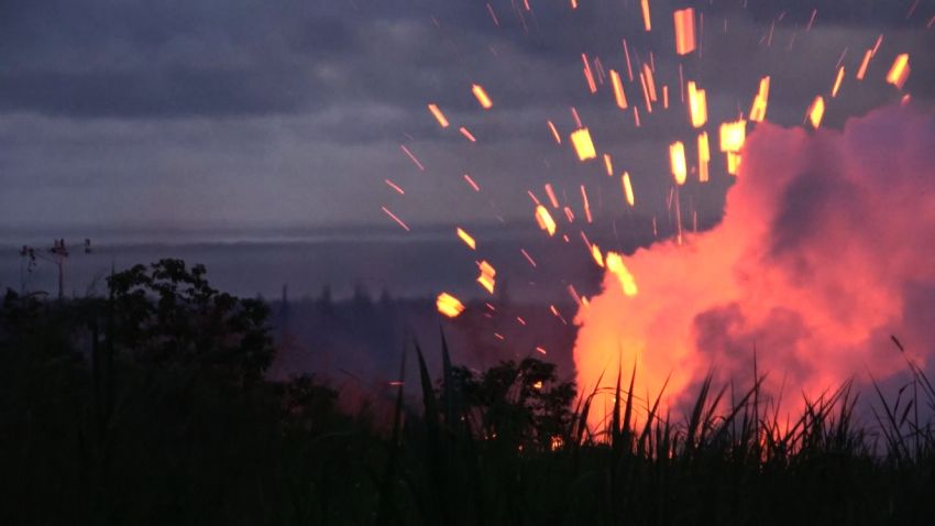 ***drop banner when using*** Description: Fissure 18 erupts from Kilauea near the town of Pahoa, Hawaii. Large chunks of rocks and magma fly with big explosions. Fissure 17 just opened yesterday afternoon and started a full eruption around 5am after multiple earthquakes overnight. Credit: Brandon Clement / LSM Locations: Pahoa, HI, USA title: File uploaded by user duration: 00:00:00 site: author: published: intervention: yes description: