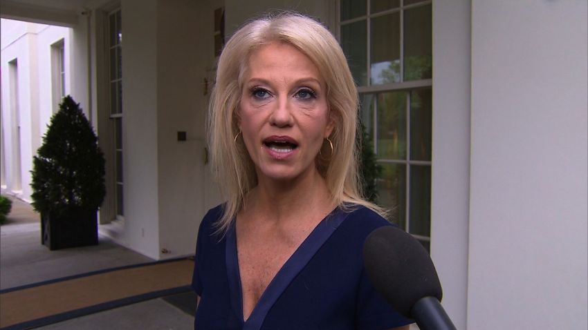 A quick walk-and-talk with reporters on the North Lawn with Kellyanne Conway