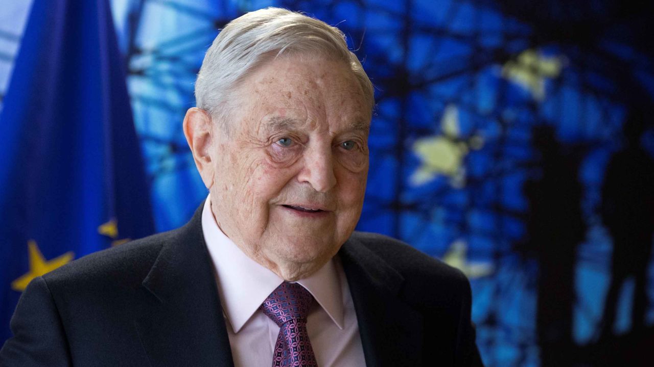 George Soros arrives for a meeting in Brussels, Belgium, in 2017.