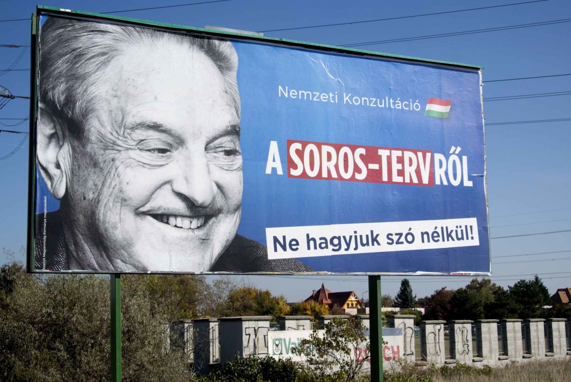 An anti-Soros billboard in Hungary in October 2017.