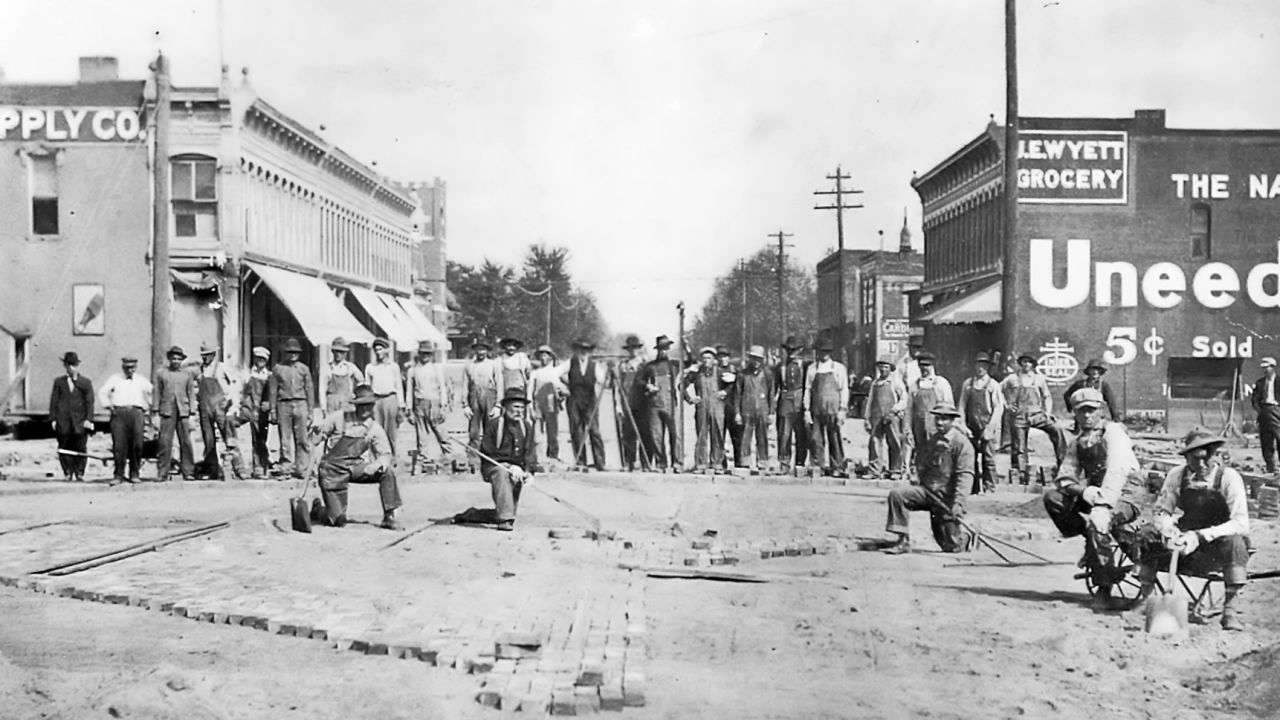 In 1912, the original Main Street USA in Marceline, also known as Kansas Avenue, was converted from dirt to brick. 