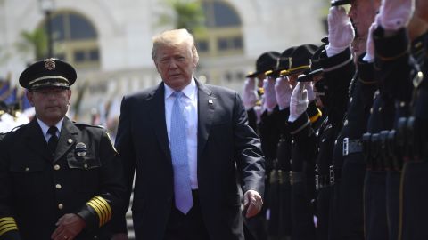 President Donald Trump arrives to address the 37th Annual National Peace Officers Memorial Service at the US Capitol in Washington.