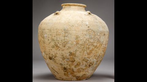 These Chinese storage jars would have held spices, dried tea leaves, fish sauce, pickled vegetables and other perishable goods. Some of the jars have cyclical date stamps on them.