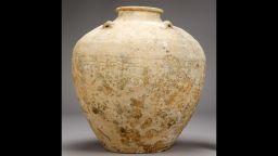 A Chinese storage jar from the Java Sea Shipwreck. These jars would have held spices, dried tea leaves, fish sauce, pickled2vegetables, and other perishable goods. Some of these jars have cyclical date stamps on them.Photo © The Field Museum, cat. no. 350475. 