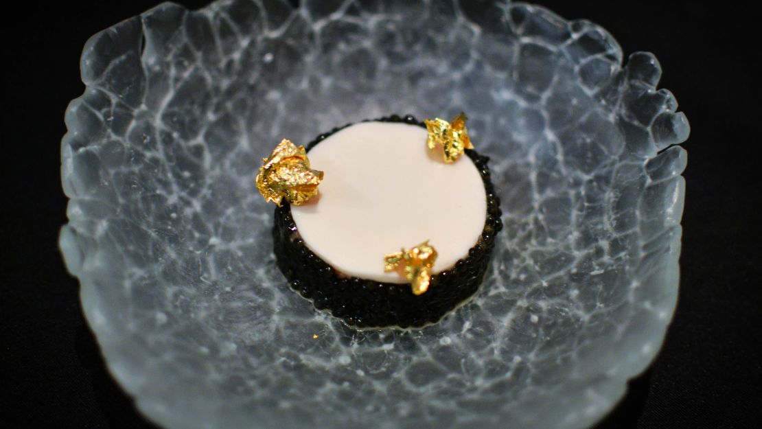 Smoked caviar and monkfish foie gras with a hint of creme fraiche found at Atelier Crenn.