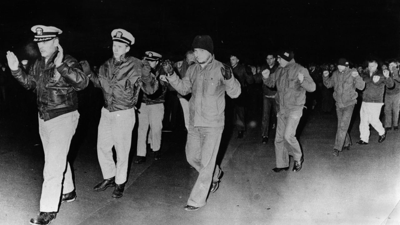 Crew from the USS Pueblo being captured by North Korea on January 23, 1968.