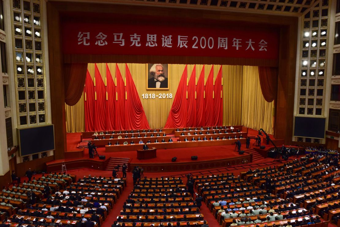 Xi Jinping gives a speech during a ceremony to mark the 200th birth anniversary of German philosopher Karl Marx on May 4.
