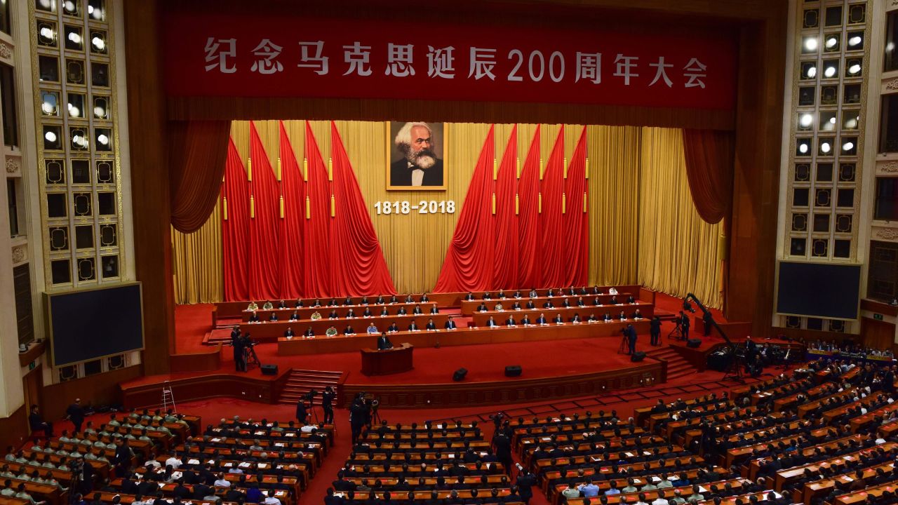Xi Jinping gives a speech during a ceremony to mark the 200th birth anniversary of German philosopher Karl Marx on May 4.