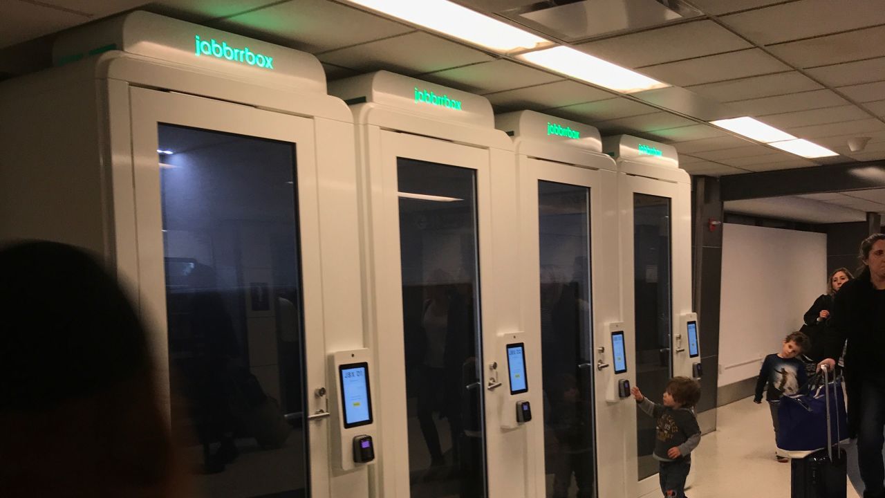 The first Jabbrrboxes have been installed in New York's LaGuardia airport.