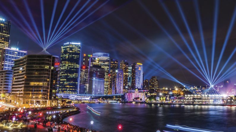 <strong>Skylark, an interactive light show: </strong>Unlike most festivals, you're not just an audience member at Vivid -- you're also a participant. In artist Iain Reed's Skylark, you can help choreograph a laser and light sky show, controlled through 40 pillars stretching from the Sydney Harbour Bridge and Circular Quay to outer areas of Sydney Harbour.