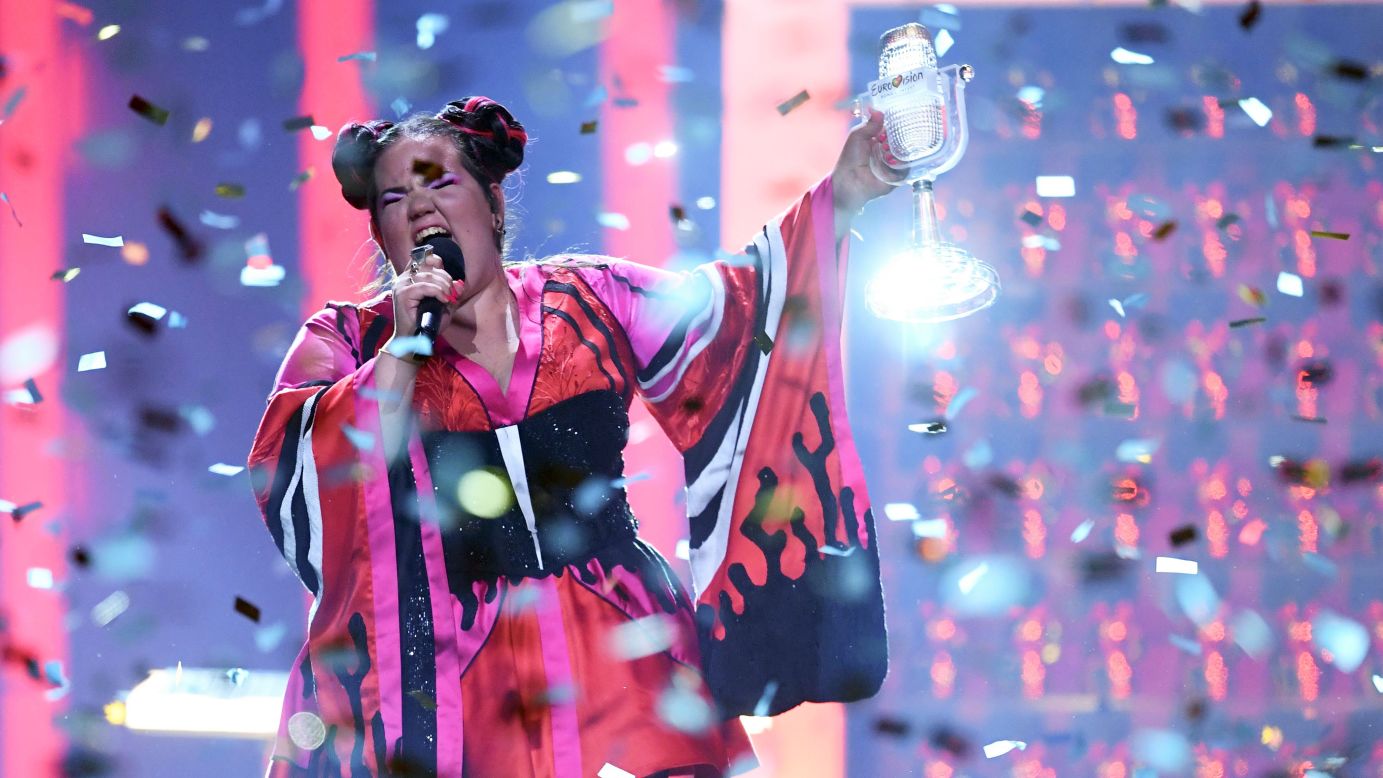 Israeli singer Netta Barzilai performs with her trophy after <a href="https://www.cnn.com/2018/05/12/entertainment/eurovision-winner-israel-netta-barzilai/index.html" target="_blank">winning the Eurovision Song Contest</a> on Saturday, May 12. It is the fourth time Israel has won the contest, which is now in its 63rd year.