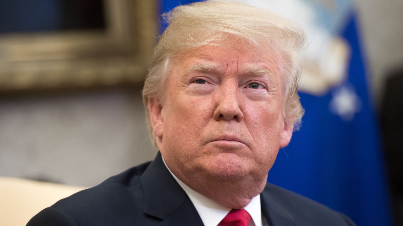 US President Donald Trump speaks during a meeting with NATO Secretary General Jens Stoltenberg in the Oval Office of the White House in Washington, DC, May 17, 2018. (Photo by SAUL LOEB / AFP)        (Photo credit should read SAUL LOEB/AFP/Getty Images)