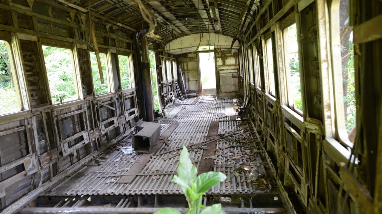 <strong>Stripped bare: </strong>The hulk of a passenger car stripped of its parts sits in a more remote area of the Makkasan facility. 