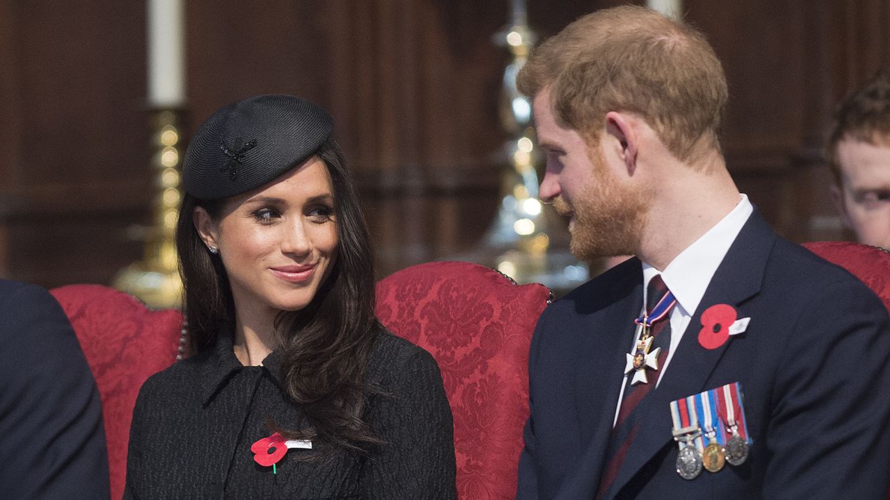 LONDON, ENGLAND - APRIL 25:  Meghan Markle and Prince Harry attend an Anzac Day service at Westminster Abbey on April 25, 2018 in London, England. (Photo by Eddie Mulholland - WPA Pool/Getty Images)