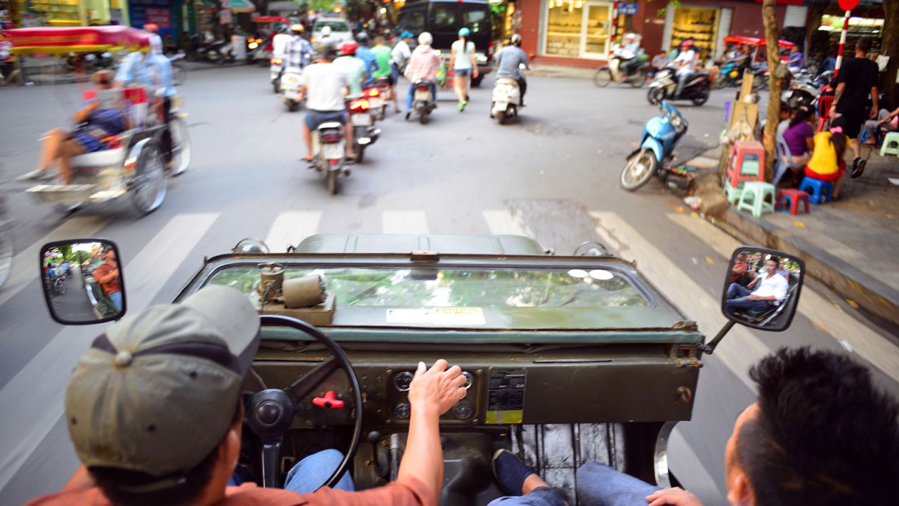 <strong>Touring Hanoi by Jeep: </strong>Cuong's Custom Bikes and Tours has been leading tours around Hanoi (and the rest of Vietnam) with Russian military Jeeps since 1998.