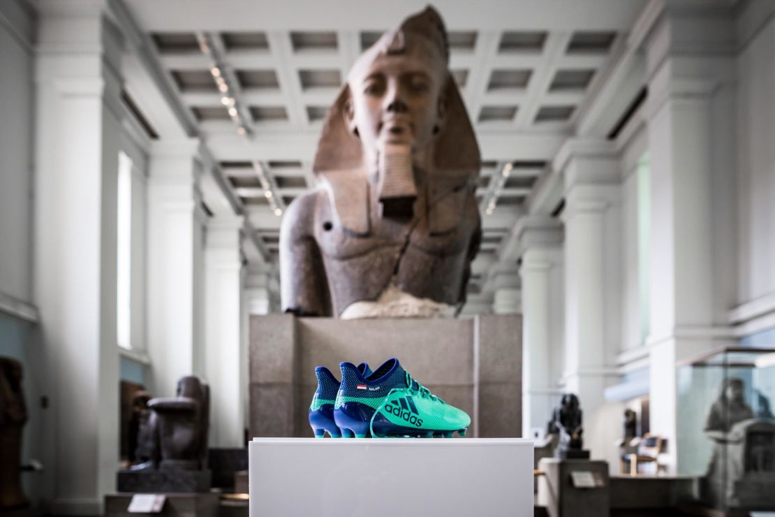 Mo Salah's boots on display at the British Museum