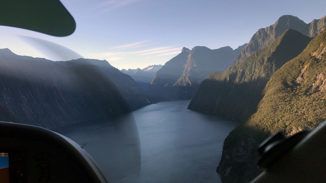 The Milford Sound, hugged by the Darran Mountains.