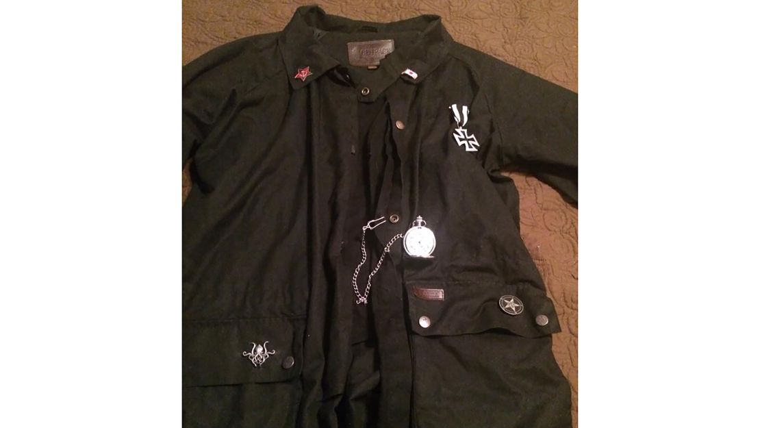 This image of a trench coat was taken from a Facebook page belonging to  Dimitrios Pagourtzis.