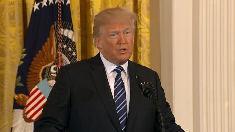 Pres. Donald Trump reacts to the shooting at Santa Fe High School in Texas