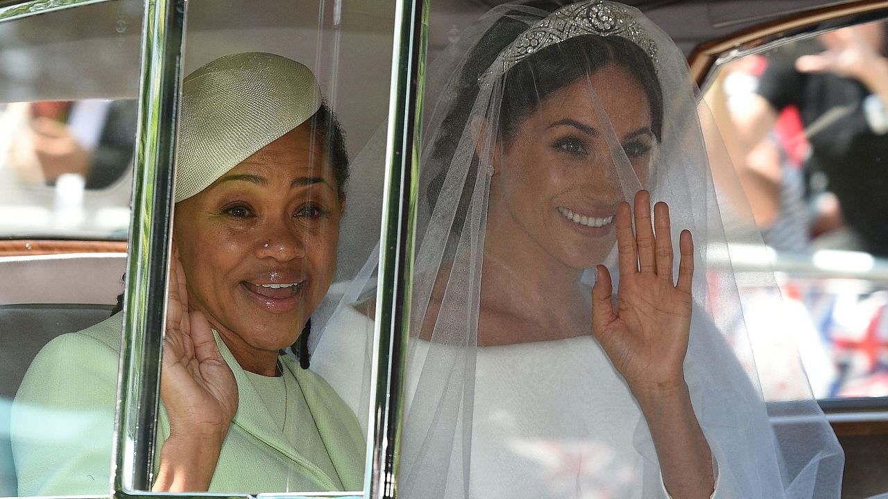 Meghan and her mom, Doria Ragland, just minutes before Meghan's big entrance.