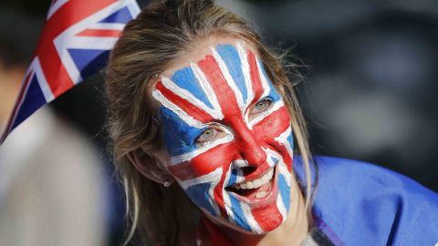 Many wore Union flag facepaint or outfits to the celebrations.