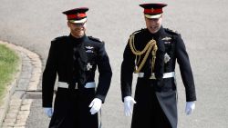 Britain's Prince Harry (L), Duke of Sussex, arrives with his best man Prince William, Duke of Cambridge (R), at St George's Chapel, Windsor Castle, in Windsor, on May 19, 2018 for his wedding ceremony to marry US actress Meghan Markle. (Photo by Odd ANDERSEN / POOL / AFP)        (Photo credit should read ODD ANDERSEN/AFP/Getty Images)