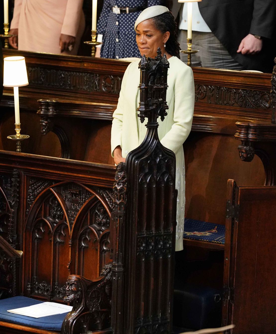 Meghan Markle's mother, Doria Ragland, takes her seat in St. George's Chapel for the wedding of her daughter and Britain's Prince Harry.