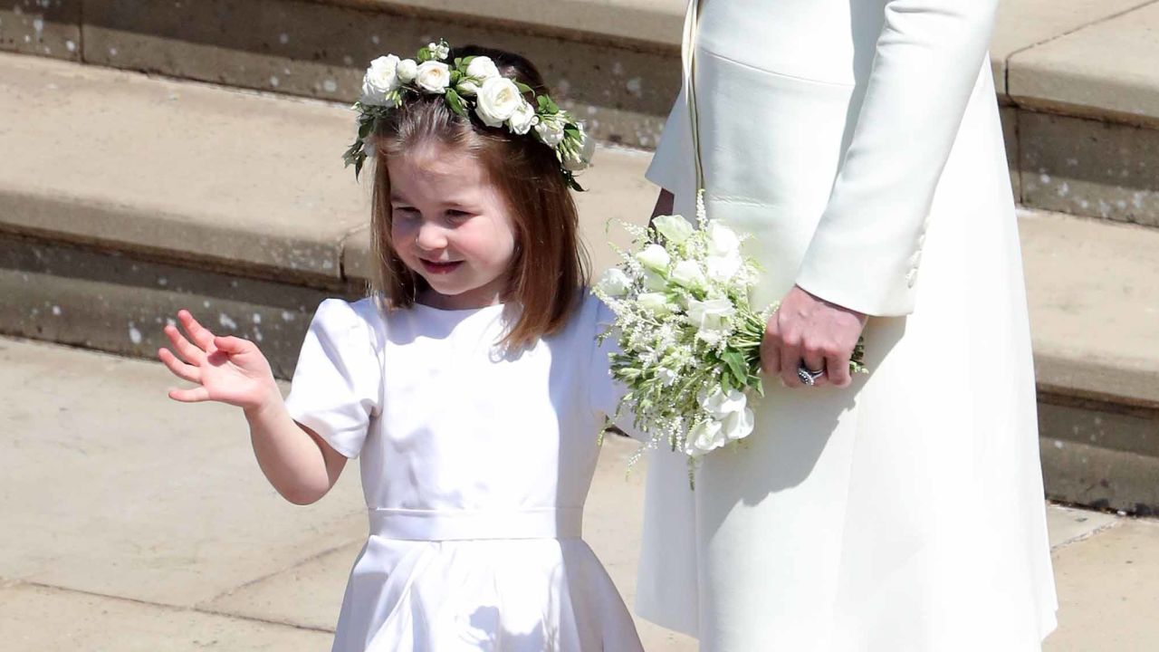 Royal wedding. Duchess of Cambridge and Princess Charlotte after the wedding of Prince Harry and Meghan Markle at Windsor Castle. Picture date: Saturday May 19, 2018. See PA story ROYAL Wedding. Photo credit should read: Andrew Matthews/PA Wire URN:36585602