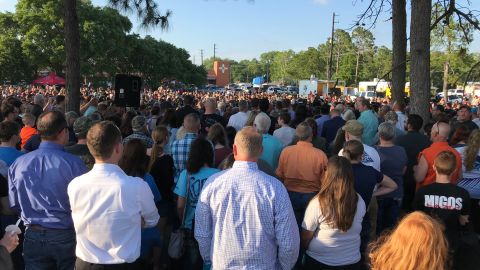 Families gathered for a vigil in Santa Fe, Texas, on Friday, May 18, the evening of a shooting at Santa Fe High School that killed 10.