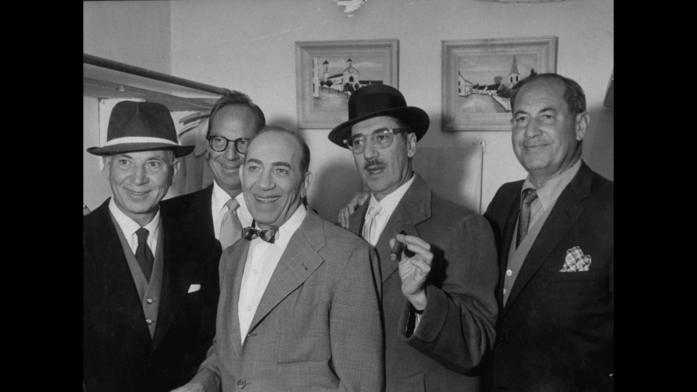 After enjoying success in the 1930s and '40s, the Marx brothers experienced a revival among college-aged audiences in the 1960s because of their characters' irreverence and lack of respect for authority. Their chemistry as a comedy team was second to none. From left to right, Harpo Marx, Zeppo Marx, Chico Marx, Groucho Marx, and Gummo Marx.
