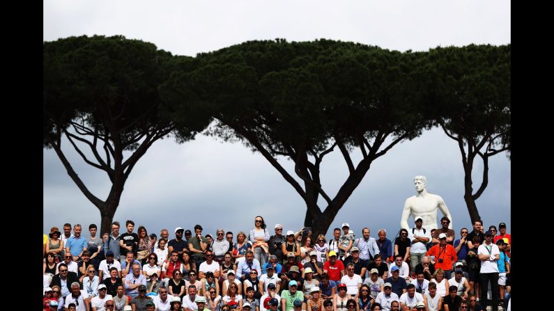 A view of the fans as they watch Juan Martin del Potro of Argentina in his match against David Goffin of Belgium during day five of the Internazionali BNL d'Italia 2018 tennis at Foro Italico on Thursday, May 17 in Rome.  