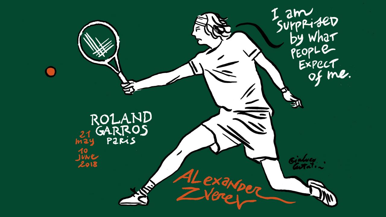 Alexander Zverev. Sketch by Gianluca Costantini.