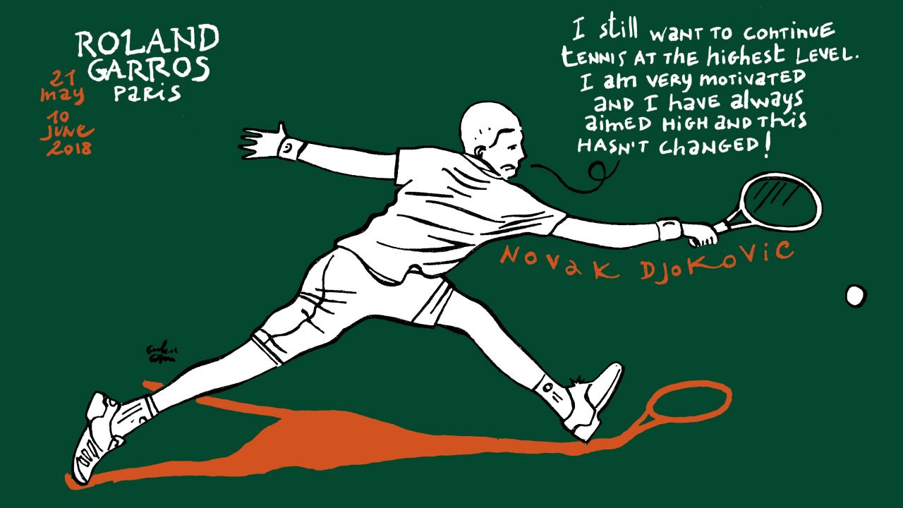 Novak Djokovic. Sketch by Gianluca Costantini.