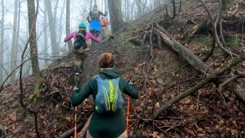 The Barkley Marathons consists of five loops, 20 miles each, along unmarked trails in rural Tennessee, with about 67,000 feet of elevation.