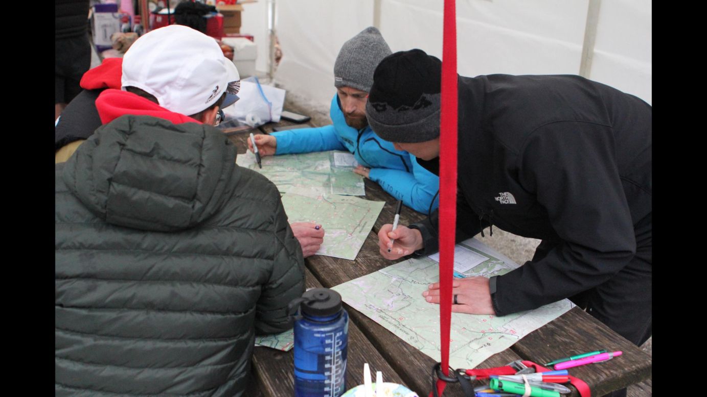 Runners must trace the course from a topographical map hours before the race begins. Four or five pages of enigmatic and wry instructions are also handed out. 