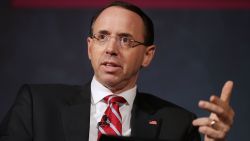 U.S. Deputy Attorney General Rod Rosenstein delivers remarks on "Justice Department Views on Corporate Accountability" during the The Annual Conference for Compliance and Risk Professionals at the Mayflower Hotel May 21, 2018 in Washington, DC. (Chip Somodevilla/Getty Images)