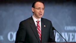 WASHINGTON, DC - MAY 21:  U.S. Deputy Attorney General Rod Rosenstein delivers remarks on "Justice Department Views on Corporate Accountability" during the The Annual Conference for Compliance and Risk Professionals at the Mayflower Hotel May 21, 2018 in Washington, DC. (Chip Somodevilla/Getty Images)