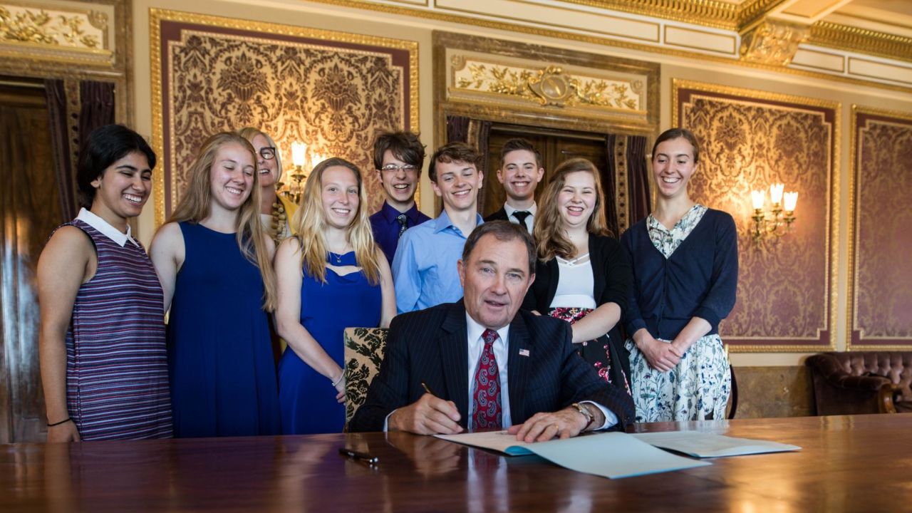 Students attended a ceremonial signing with Governor Herbert on May 16. 